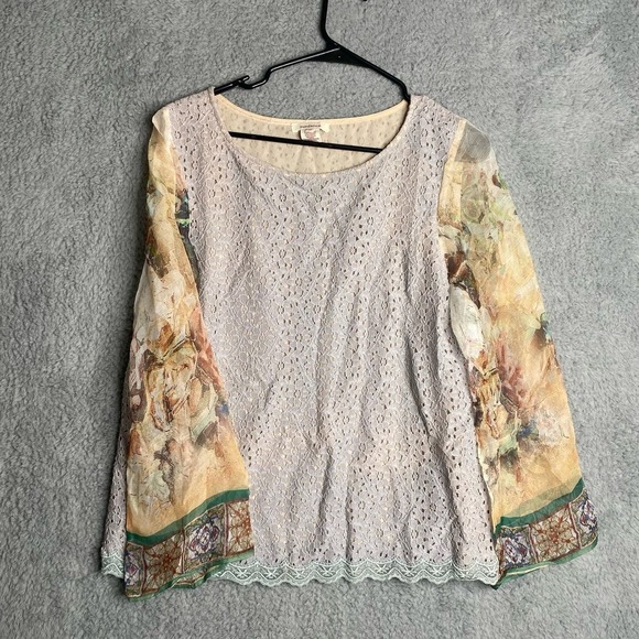 Sundance silk long sleeve sheer floral artsy lace art to wear abstract medium - Picture 2 of 11